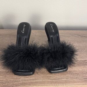 Circus by Sam Edelman Black Feather Slide Mules